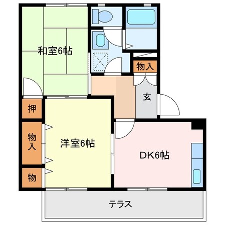 ハイツさきしまB棟の物件間取画像